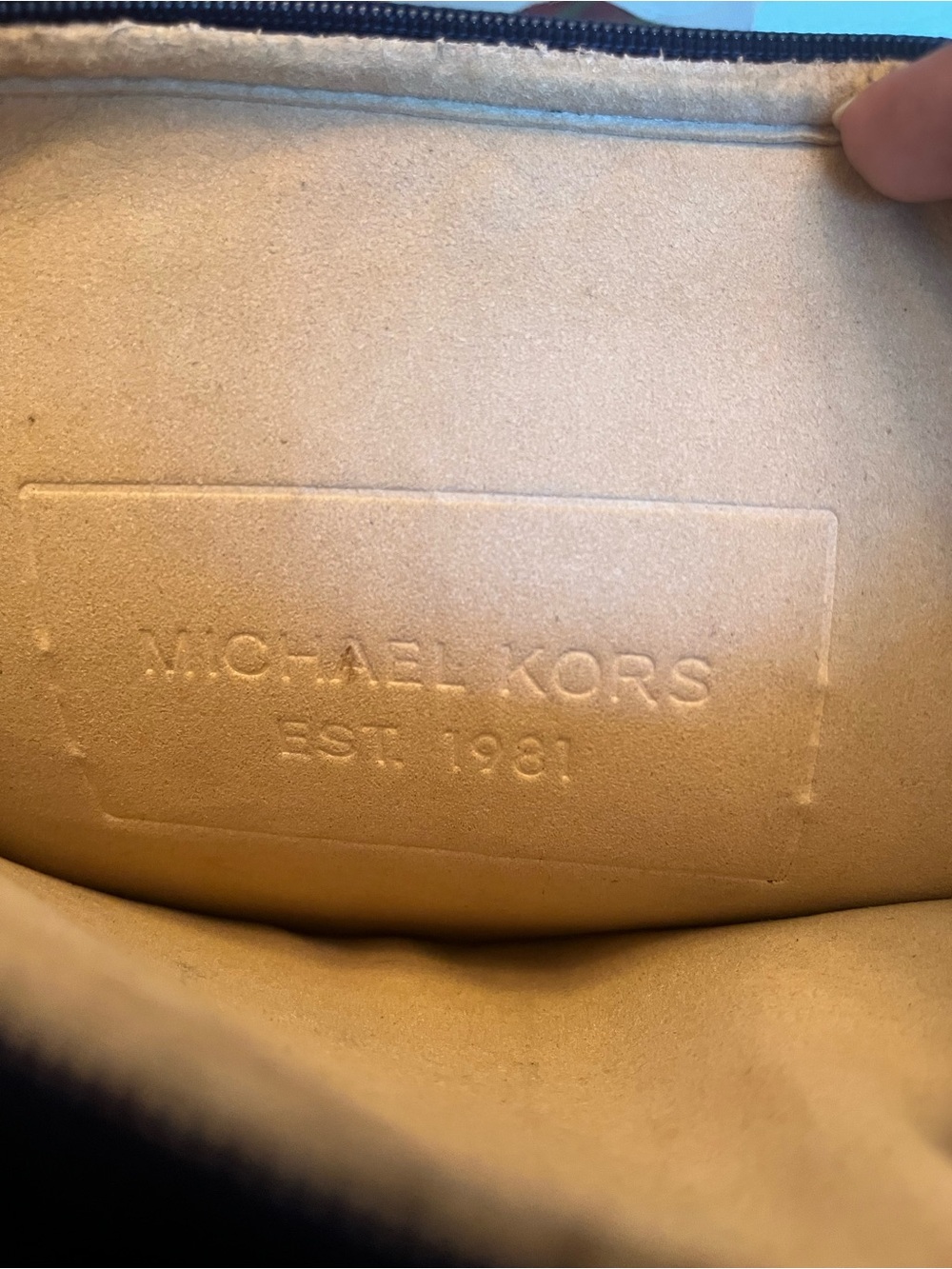 Michael Kors Navy Embossed MK Tablet/Laptop Pouch with Logo Plaque - Picture 8 of 11